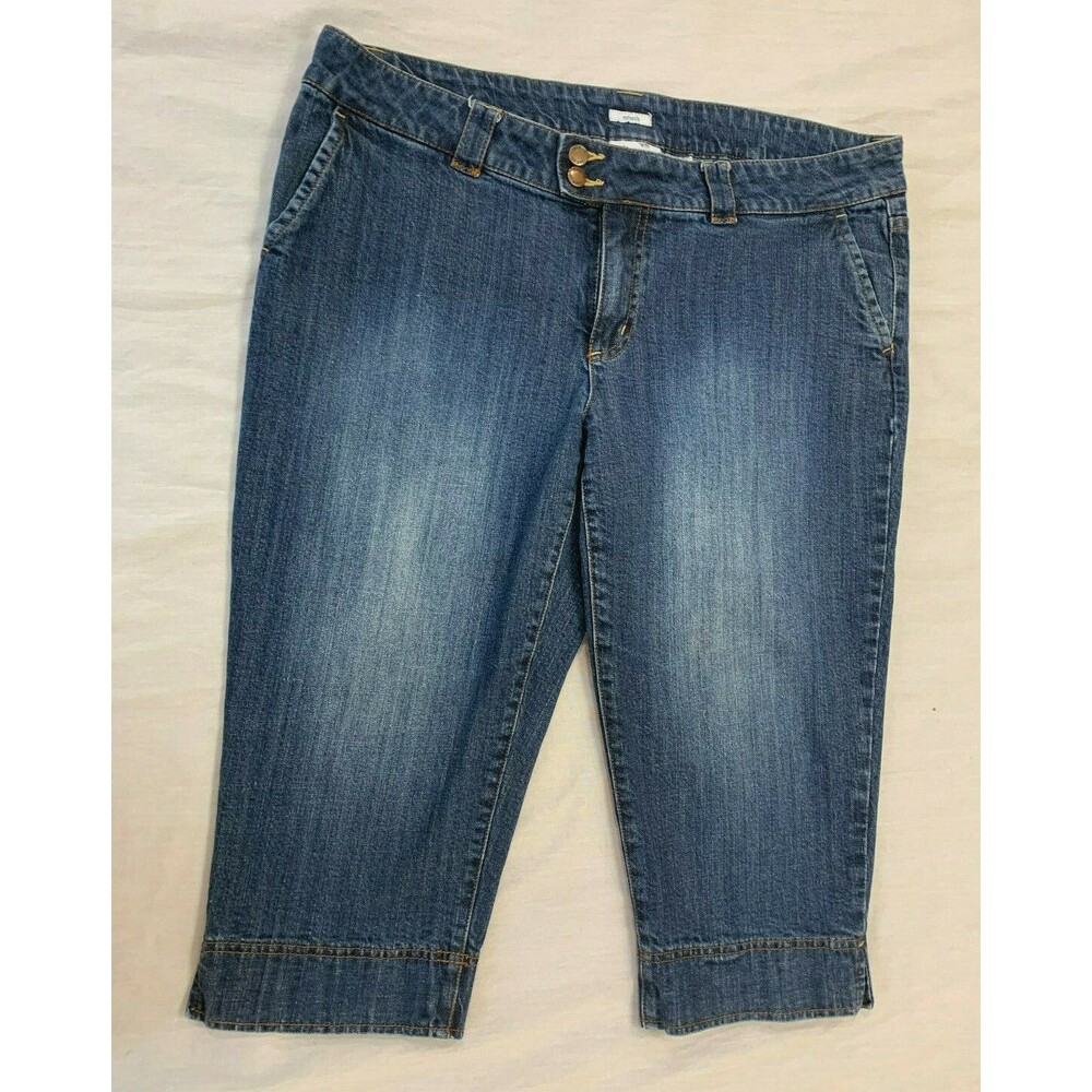 LIZ CO WOMENS STRETCH JEANS CAPRIS PANTS SIZE 18